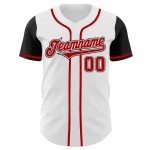 Maillot de baseball blanc authentique ton rouge-noir personnalisé deux Maillot de baseball blanc authentique ton rouge-noir personnalisé deux