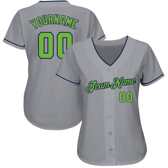 Maillot de baseball authentique vert-bleu marine gris fluo personnalisé Maillot de baseball authentique vert-bleu marine gris fluo personnalisé
