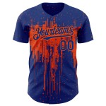 Maillot de baseball 3D orange à motif royal éclaboussé, design authentique et personnalisé Maillot de baseball 3D orange à motif royal éclaboussé, design authentique et personnalisé