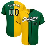 Maillot de baseball fendu Kelly Fashion authentique vert noir-jaune personnalisé Maillot de baseball fendu Kelly Fashion authentique vert noir-jaune personnalisé