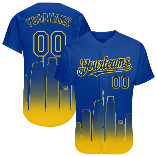 Maillot de baseball Los Angeles Edition jaune délavé authentique City Royal 3D personnalisé Maillot de baseball Los Angeles Edition jaune délavé authentique City Royal 3D personnalisé