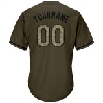 Maillot de baseball authentique personnalisé camouflage-noir rétro Service To Rib-Knit Salute Olive Maillot de baseball authentique personnalisé camouflage-noir rétro Service To Rib-Knit Salute Olive