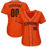 Maillot de baseball noir personnalisé authentique orange Maillot de baseball noir personnalisé authentique orange