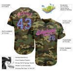 Maillot de baseball bleu-rose authentique avec camouflage léger Salute Custom Maillot de baseball bleu-rose authentique avec camouflage léger Salute Custom