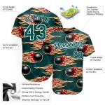 Maillot de baseball Hotrod Flame au design 3D authentique et personnalisé, motif boule verte, bowling, blanc minuit Maillot de baseball Hotrod Flame au design 3D authentique et personnalisé, motif boule verte, bowling, blanc minuit