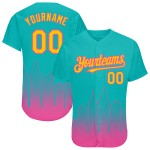 Maillot de baseball City Aqua 3D jaune-rose, mode, authentique, édition personnalisée, fondu, Diego San Maillot de baseball City Aqua 3D jaune-rose, mode, authentique, édition personnalisée, fondu, Diego San