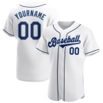 Maillot de baseball authentique personnalisé bleu marine et blanc poudre Maillot de baseball authentique personnalisé bleu marine et blanc poudre