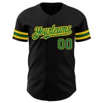 Maillot de baseball Kelly noir authentique, personnalisé, vert et jaune Maillot de baseball Kelly noir authentique, personnalisé, vert et jaune