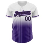Maillot de baseball authentique noir-violet blanc à rayures fines, tendance et personnalisé Maillot de baseball authentique noir-violet blanc à rayures fines, tendance et personnalisé