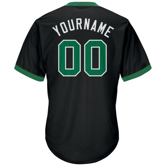 Maillot de baseball authentique en tricot côtelé rétro vert-blanc-noir Kelly Maillot de baseball authentique en tricot côtelé rétro vert-blanc-noir Kelly