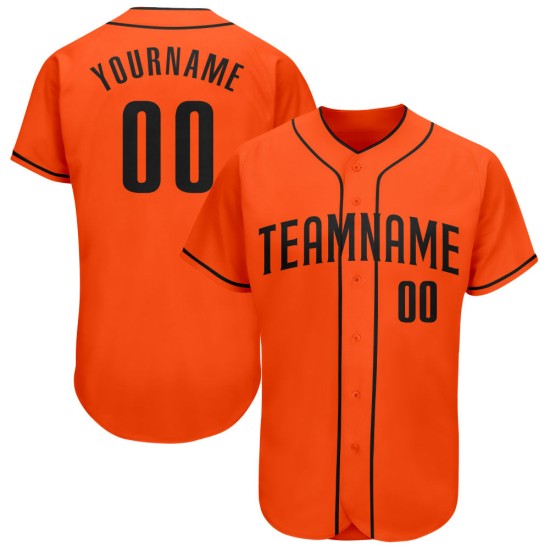 Maillot de baseball noir personnalisé authentique orange Maillot de baseball noir personnalisé authentique orange