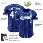 Maillot de baseball Royal Light à rayures fines, blanc et bleu, personnalisé Maillot de baseball Royal Light à rayures fines, blanc et bleu, personnalisé