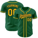 Maillot de baseball authentique à rayures fines, doré, vert Kelly, noir, personnalisé Maillot de baseball authentique à rayures fines, doré, vert Kelly, noir, personnalisé