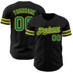 Maillot de baseball Kelly noir authentique, personnalisé, vert et jaune Maillot de baseball Kelly noir authentique, personnalisé, vert et jaune