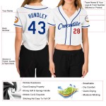 Maillot de baseball blanc à col en V pour femme, coupe courte, rouge royal, sur mesure Maillot de baseball blanc à col en V pour femme, coupe courte, rouge royal, sur mesure