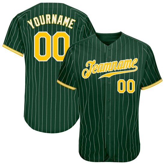 Maillot de baseball personnalisé à rayures vertes et blanches Maillot de baseball personnalisé à rayures vertes et blanches
