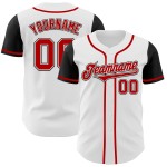 Maillot de baseball blanc authentique ton rouge-noir personnalisé deux Maillot de baseball blanc authentique ton rouge-noir personnalisé deux