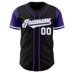 Maillot de baseball authentique, deux tons blanc-violet, noir, personnalisé Maillot de baseball authentique, deux tons blanc-violet, noir, personnalisé
