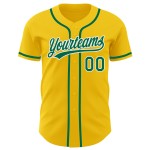 Maillot de baseball Kelly authentique jaune vert-blanc personnalisé Maillot de baseball Kelly authentique jaune vert-blanc personnalisé