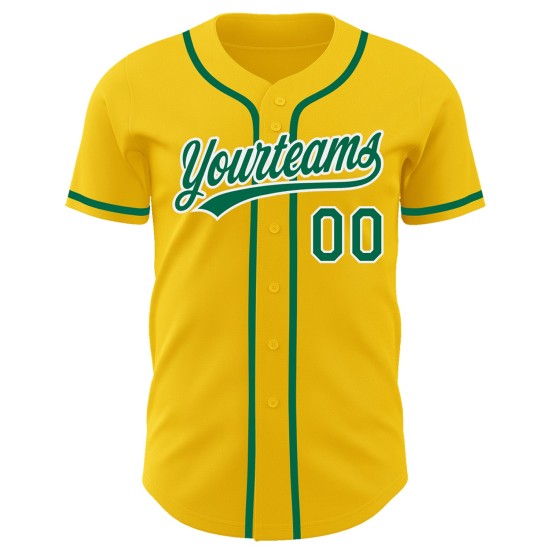 Maillot de baseball Kelly authentique jaune vert-blanc personnalisé Maillot de baseball Kelly authentique jaune vert-blanc personnalisé