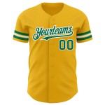 Maillot de baseball personnalisé Kelly Gold vert-blanc authentique Maillot de baseball personnalisé Kelly Gold vert-blanc authentique