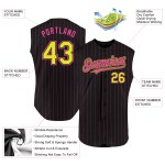 Maillot de baseball personnalisé sans manches à rayures fluo authentique jaune noir rose Maillot de baseball personnalisé sans manches à rayures fluo authentique jaune noir rose
