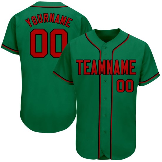 Maillot de baseball personnalisé Kelly authentique rouge-noir vert Maillot de baseball personnalisé Kelly authentique rouge-noir vert