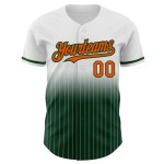 Maillot de baseball orange-vert à rayures fines, authentique, à la mode, dégradé blanc personnalisé Maillot de baseball orange-vert à rayures fines, authentique, à la mode, dégradé blanc personnalisé