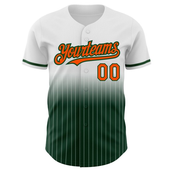 Maillot de baseball orange-vert à rayures fines, authentique, à la mode, dégradé blanc personnalisé Maillot de baseball orange-vert à rayures fines, authentique, à la mode, dégradé blanc personnalisé