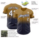 Maillot de baseball personnalisé authentique à rayures fines, dégradé, blanc et bleu marine, style ancien Maillot de baseball personnalisé authentique à rayures fines, dégradé, blanc et bleu marine, style ancien