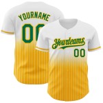 Maillot de baseball Kelly authentique à rayures fines, blanc, tendance, vert et or Maillot de baseball Kelly authentique à rayures fines, blanc, tendance, vert et or