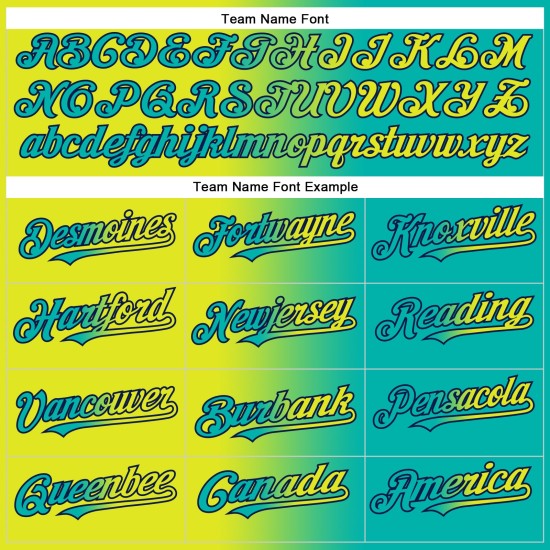Maillot de baseball authentique dégradé fluo jaune-bleu marine personnalisé Aqua Maillot de baseball authentique dégradé fluo jaune-bleu marine personnalisé Aqua