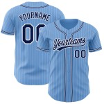 Maillot de baseball authentique personnalisé à rayures blanches et bleues Maillot de baseball authentique personnalisé à rayures blanches et bleues