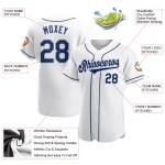 Maillot de baseball authentique personnalisé bleu marine et blanc poudre Maillot de baseball authentique personnalisé bleu marine et blanc poudre