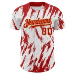 Maillot de baseball abstrait 3D, motif de forme personnalisé, blanc, authentique, or, rouge, ancien, pointu Maillot de baseball abstrait 3D, motif de forme personnalisé, blanc, authentique, or, rouge, ancien, pointu