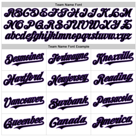 Maillot de baseball authentique noir-violet blanc à rayures fines, tendance et personnalisé Maillot de baseball authentique noir-violet blanc à rayures fines, tendance et personnalisé