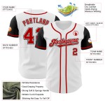 Maillot de baseball blanc authentique ton rouge-noir personnalisé deux Maillot de baseball blanc authentique ton rouge-noir personnalisé deux