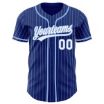 Maillot de baseball Royal Light à rayures fines, blanc et bleu, personnalisé Maillot de baseball Royal Light à rayures fines, blanc et bleu, personnalisé