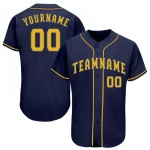 Maillot de baseball bleu marine personnalisé doré Maillot de baseball bleu marine personnalisé doré