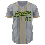 Maillot de baseball personnalisé à rayures grises et vertes authentiques Maillot de baseball personnalisé à rayures grises et vertes authentiques