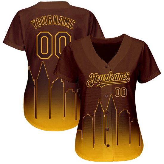 Maillot de baseball San Diego 3D City Authentic Gold Edition, marron, à effet dégradé personnalisé Maillot de baseball San Diego 3D City Authentic Gold Edition, marron, à effet dégradé personnalisé