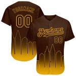 Maillot de baseball San Diego 3D City Authentic Gold Edition, marron, à effet dégradé personnalisé Maillot de baseball San Diego 3D City Authentic Gold Edition, marron, à effet dégradé personnalisé