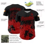 Maillot de baseball 3D authentique motif grunge abstrait rouge et noir Maillot de baseball 3D authentique motif grunge abstrait rouge et noir
