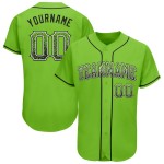 Maillot de baseball authentique vert personnalisé noir et blanc, style Drift Neon Maillot de baseball authentique vert personnalisé noir et blanc, style Drift Neon
