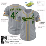 Maillot de baseball personnalisé à rayures grises et vertes authentiques Maillot de baseball personnalisé à rayures grises et vertes authentiques