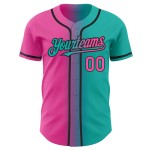 Maillot de baseball authentique dégradé rose-noir Aqua personnalisé Maillot de baseball authentique dégradé rose-noir Aqua personnalisé