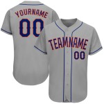 Maillot de baseball personnalisé gris authentique, bleu royal-orange Maillot de baseball personnalisé gris authentique, bleu royal-orange