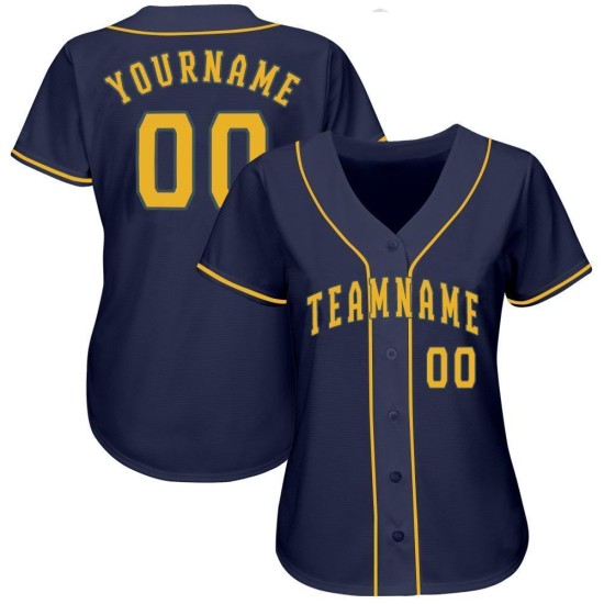 Maillot de baseball bleu marine personnalisé doré Maillot de baseball bleu marine personnalisé doré