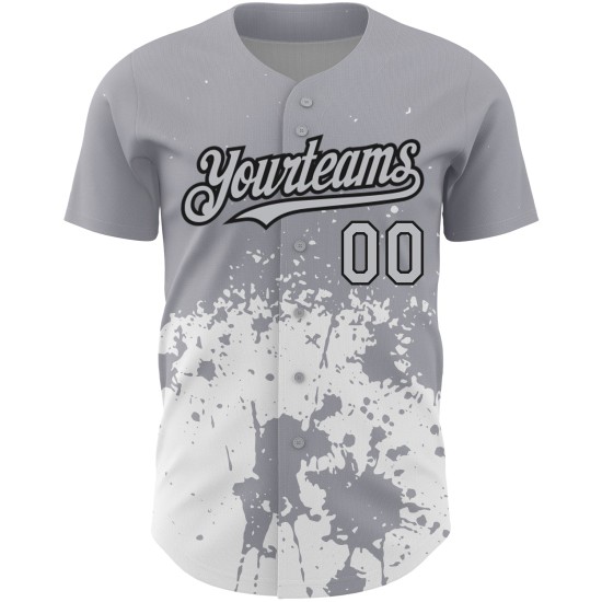 Maillot abstrait authentique noir et blanc motif éclaboussure grunge baseball design gris art personnalisé 3D Maillot abstrait authentique noir et blanc motif éclaboussure grunge baseball design gris art personnalisé 3D