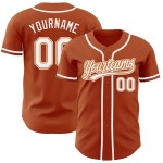 Maillot de baseball authentique blanc personnalisé Texas Orange Maillot de baseball authentique blanc personnalisé Texas Orange